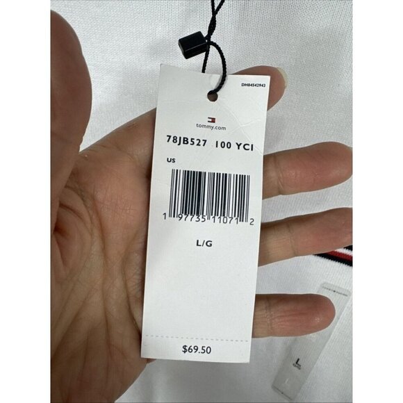 Tommy Hilfiger Men's L Crew Sweater White Cotton New with Small Flaw - Picture 7 of 12